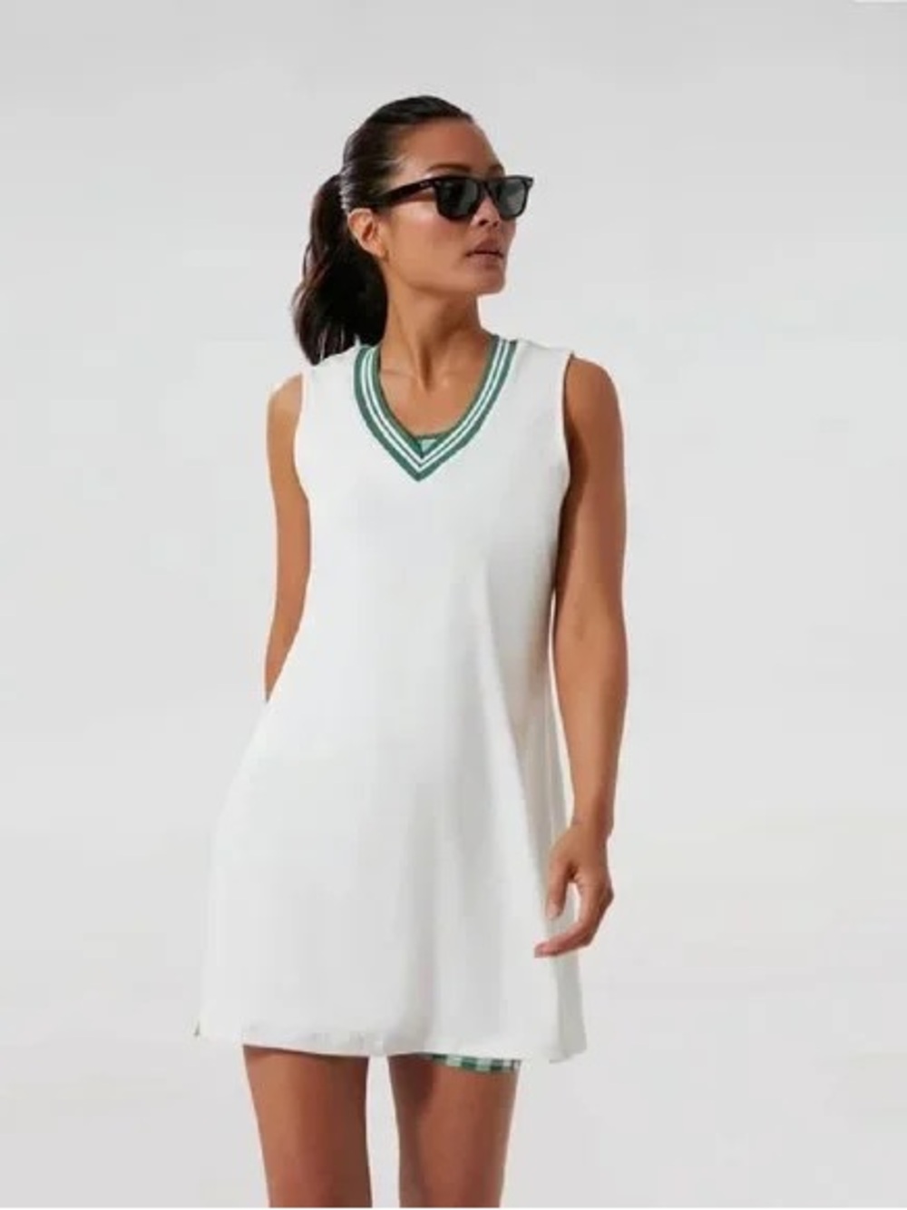 Tuckernuck Tnuck Sport Women’s white sleeveless v-neck athletic dress